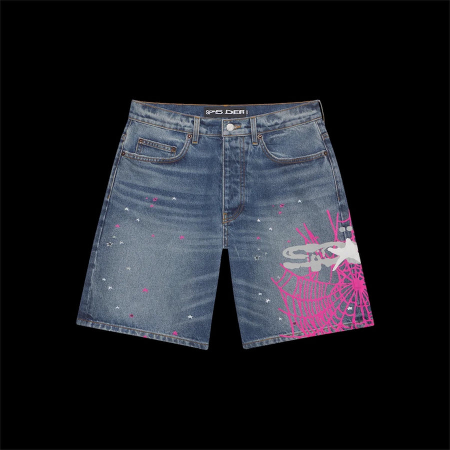 Sp5der Denim Shorts